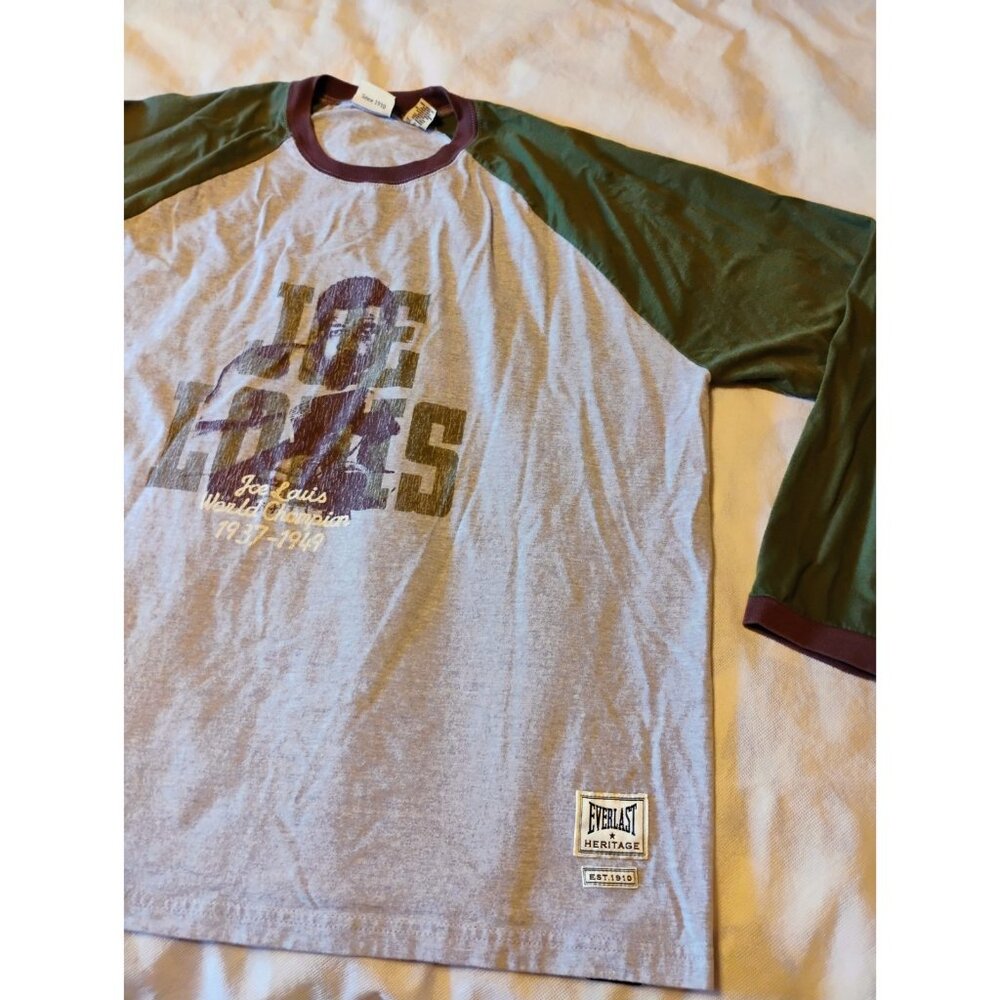 Joe Lewis Brown Bomber Shirt 2XL Everlast Long Sleeve raglan